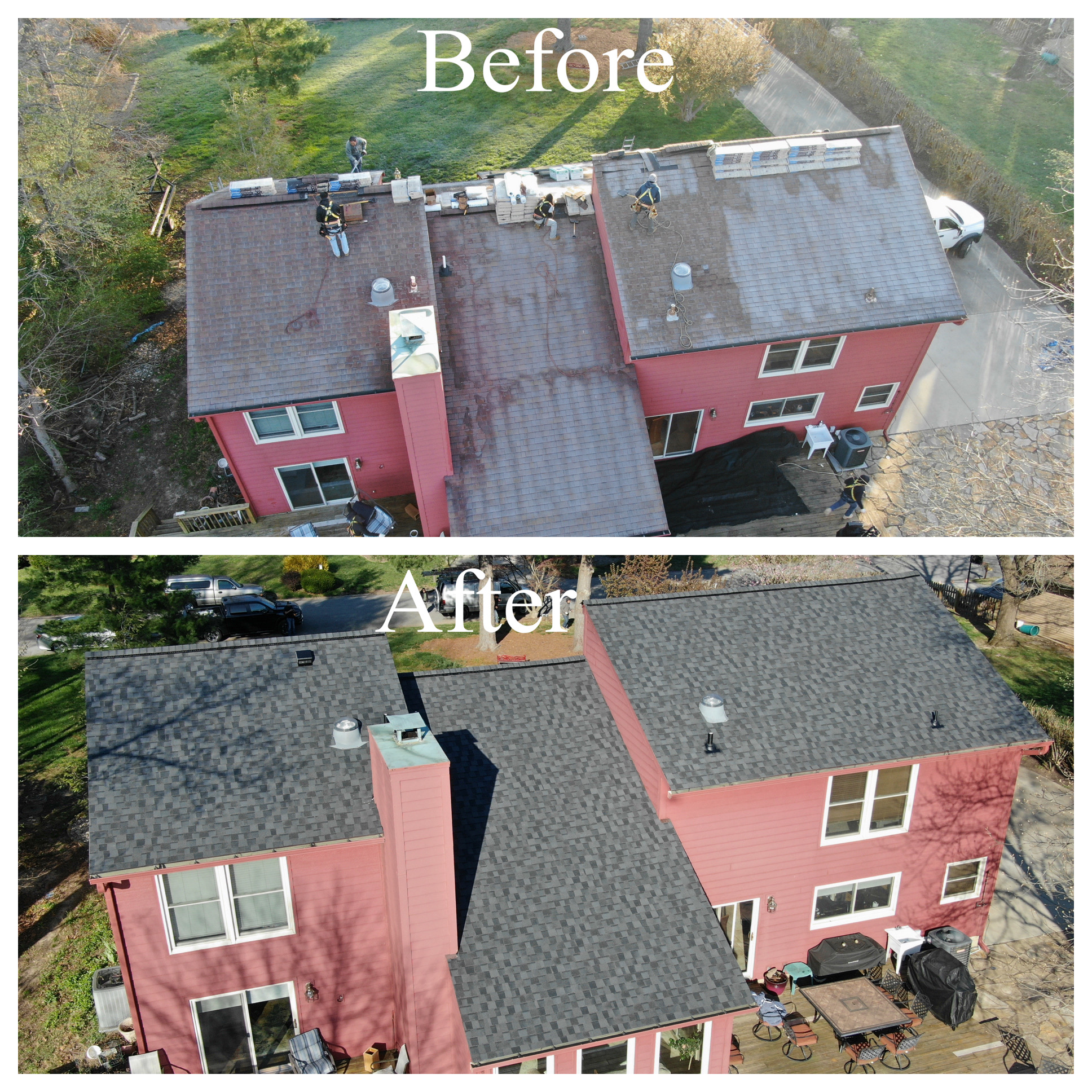 Storm Damage Shingle Repair on a House in Wildwood, MO