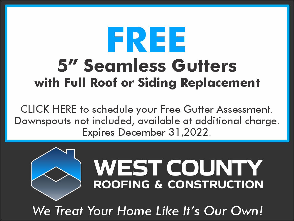 Free Seamless Gutters with Full Roof or Siding Replacement near St. Louis Mo